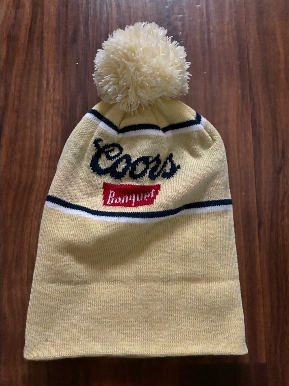 Coors Cream Yellow Pom-Pom Knit Hat